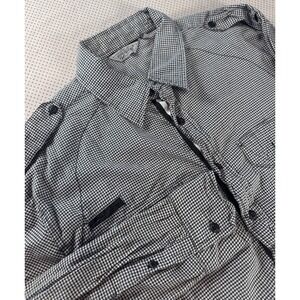 Evolution In Design Mens XL Utility Gingham Button Down Shirt Black White